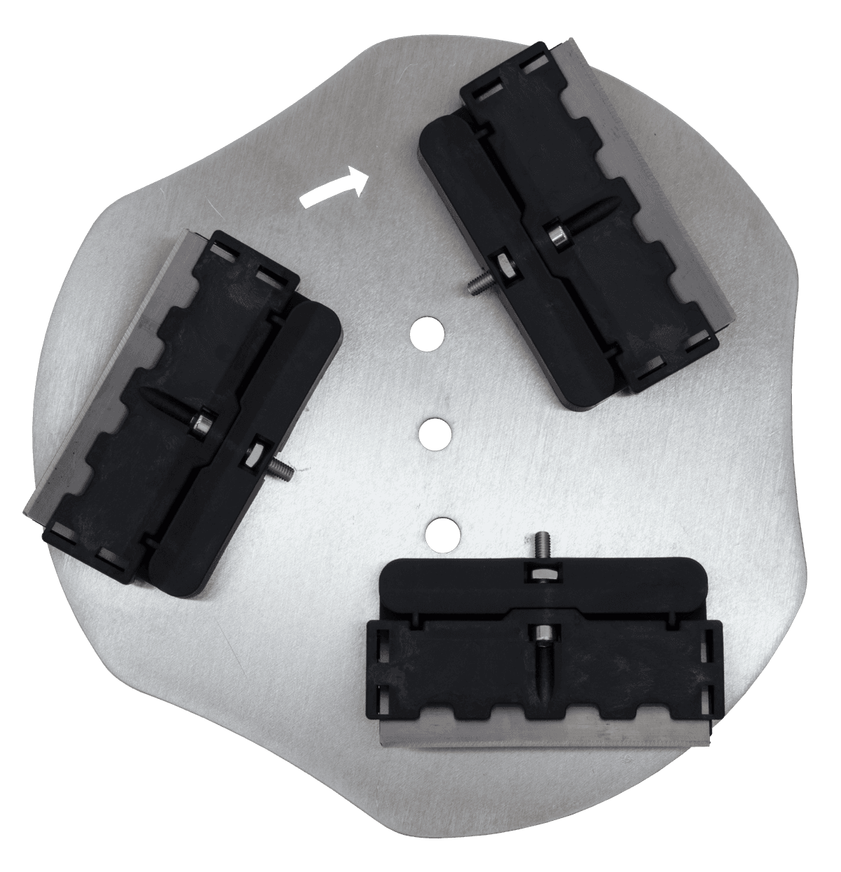 Scraper plate with interchangeable blade system